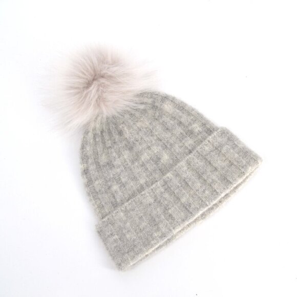 NEW Aritzia Auxiliary Jay Pom Cuff Beanie Sweater Knit Alpaca Wool Light Gray OS - Picture 2 of 6